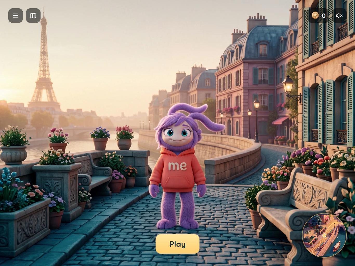 The me character on an adventure in Paris
